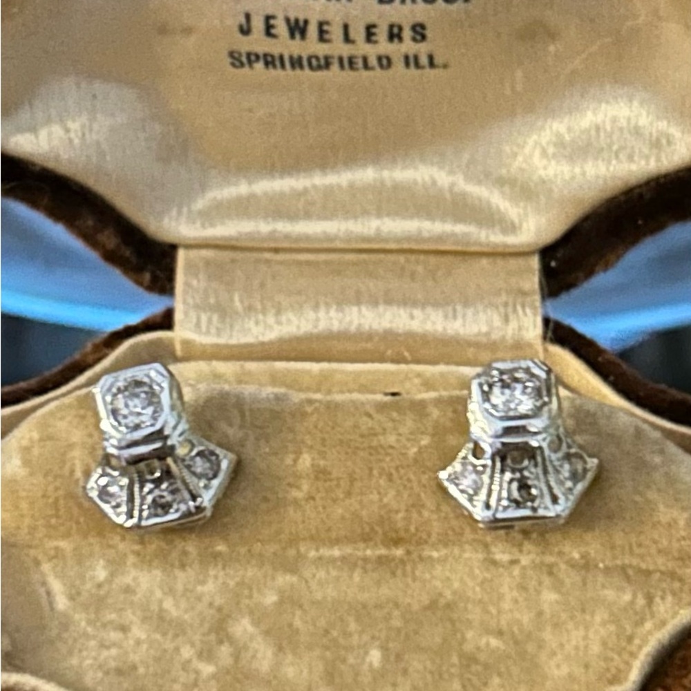 Antique 14k Old Cut Diamond Studs - Picture 5 of 8